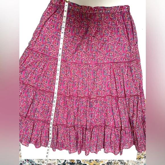 J Crew pink vines block print skirt - Picture 8 of 11